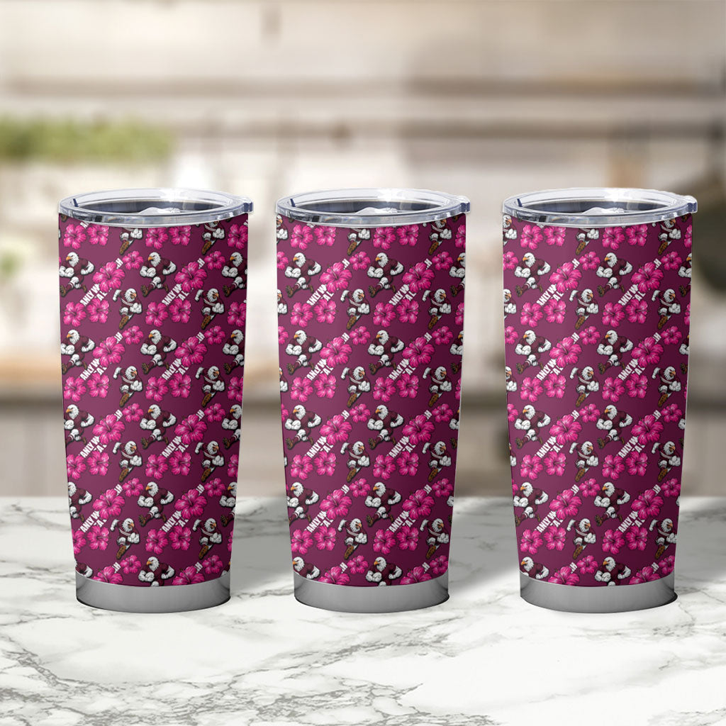 Manly Warringah Sea Eagles Tumbler Cup Tropical Hibiscus Floral Seamless Rugby Mascot
