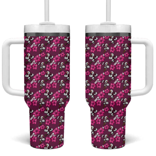 Manly Warringah Sea Eagles Tumbler With Handle Tropical Hibiscus Floral Seamless Rugby Mascot