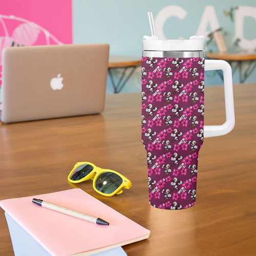Manly Warringah Sea Eagles Tumbler With Handle Tropical Hibiscus Floral Seamless Rugby Mascot