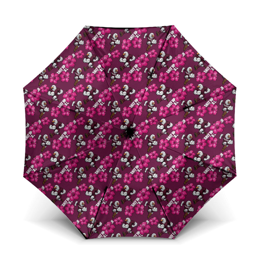 Manly Warringah Sea Eagles Umbrella Tropical Hibiscus Floral Seamless Rugby Mascot