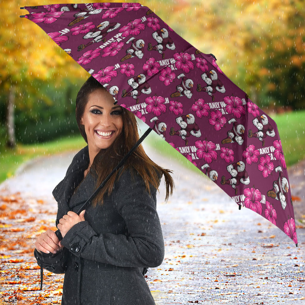 Manly Warringah Sea Eagles Umbrella Tropical Hibiscus Floral Seamless Rugby Mascot