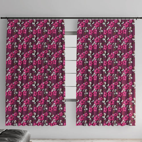 Manly Warringah Sea Eagles Window Curtain Tropical Hibiscus Floral Seamless Rugby Mascot