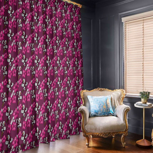 Manly Warringah Sea Eagles Window Curtain Tropical Hibiscus Floral Seamless Rugby Mascot