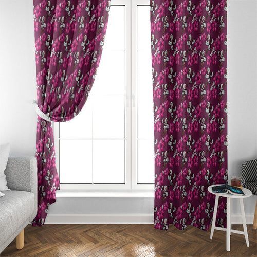 Manly Warringah Sea Eagles Window Curtain Tropical Hibiscus Floral Seamless Rugby Mascot
