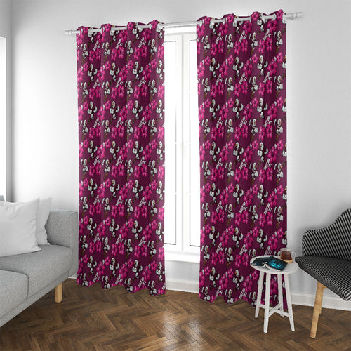 Manly Warringah Sea Eagles Window Curtain Tropical Hibiscus Floral Seamless Rugby Mascot