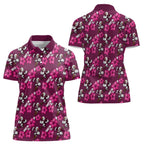 Manly Warringah Sea Eagles Women Polo Shirt Tropical Hibiscus Floral Seamless Rugby Mascot