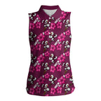 Manly Warringah Sea Eagles Women Sleeveless Polo Shirt Tropical Hibiscus Floral Seamless Rugby Mascot