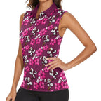 Manly Warringah Sea Eagles Women Sleeveless Polo Shirt Tropical Hibiscus Floral Seamless Rugby Mascot