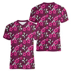 Manly Warringah Sea Eagles Women V-Neck T-Shirt Tropical Hibiscus Floral Seamless Rugby Mascot