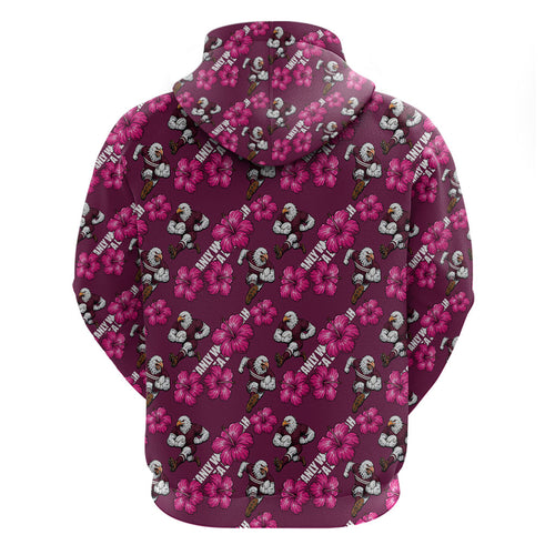 Manly Warringah Sea Eagles Zip Hoodie Tropical Hibiscus Floral Seamless Rugby Mascot
