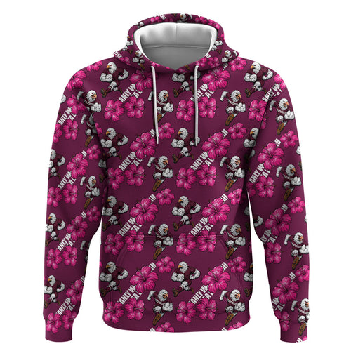 Manly Warringah Sea Eagles Zip Hoodie Tropical Hibiscus Floral Seamless Rugby Mascot
