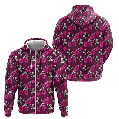 Manly Warringah Sea Eagles Zip Hoodie Tropical Hibiscus Floral Seamless Rugby Mascot