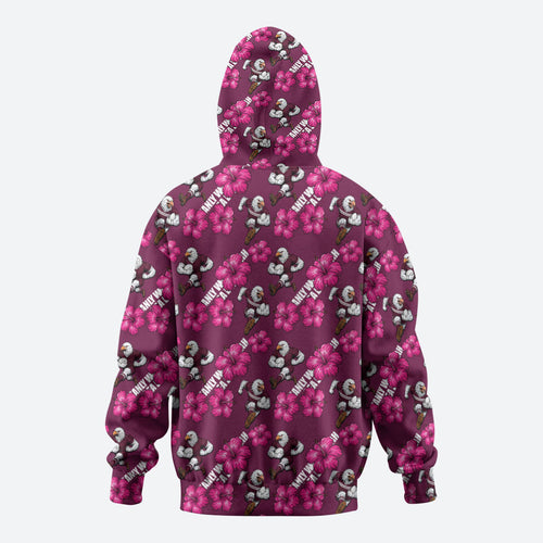 Manly Warringah Sea Eagles Zip Hoodie Tropical Hibiscus Floral Seamless Rugby Mascot