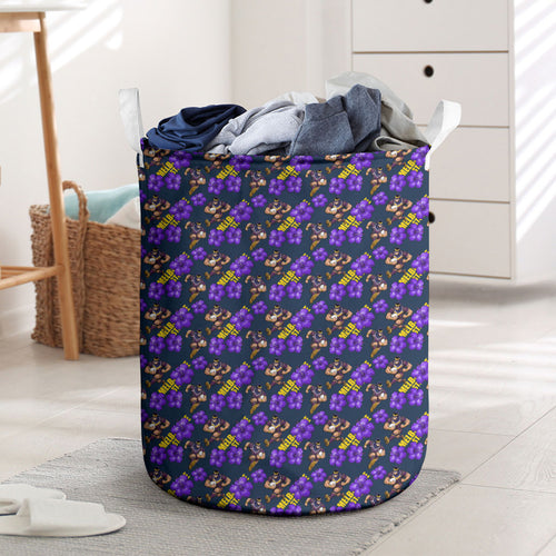 Melbourne Storm Laundry Basket Tropical Hibiscus Floral Seamless Rugby Mascot