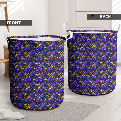 Melbourne Storm Laundry Basket Tropical Hibiscus Floral Seamless Rugby Mascot