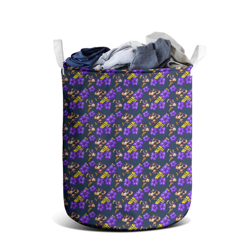 Melbourne Storm Laundry Basket Tropical Hibiscus Floral Seamless Rugby Mascot
