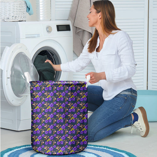 Melbourne Storm Laundry Basket Tropical Hibiscus Floral Seamless Rugby Mascot