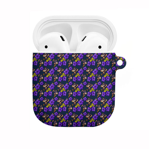 Melbourne Storm AirPods Case Tropical Hibiscus Floral Seamless Rugby Mascot