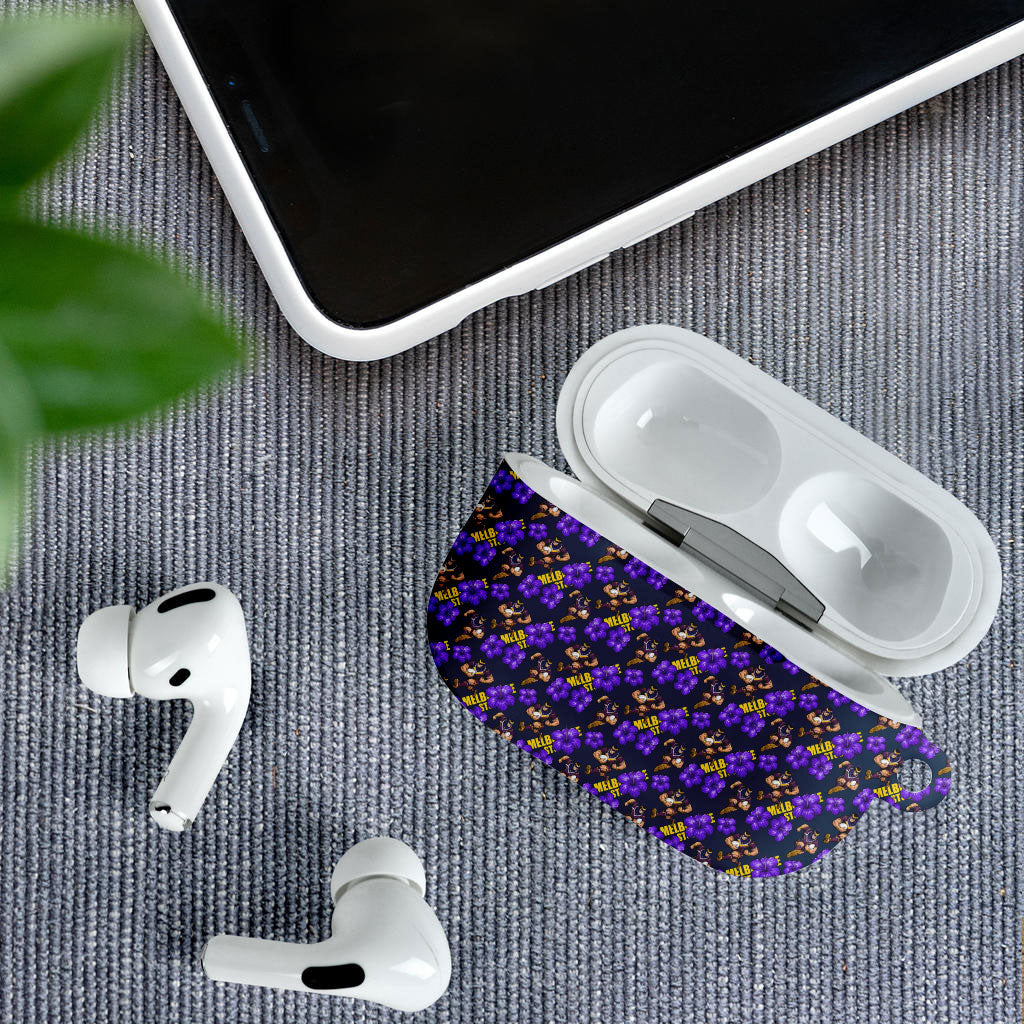 Melbourne Storm AirPods Case Tropical Hibiscus Floral Seamless Rugby Mascot