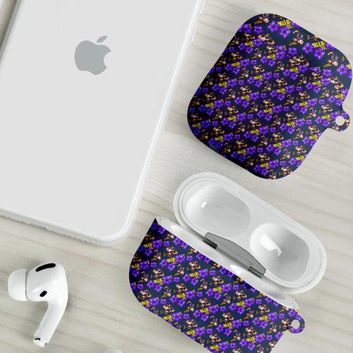 Melbourne Storm AirPods Case Tropical Hibiscus Floral Seamless Rugby Mascot
