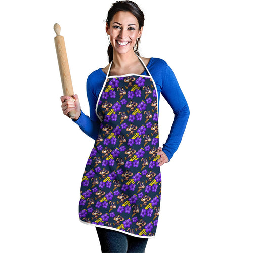 Melbourne Storm Apron Tropical Hibiscus Floral Seamless Rugby Mascot