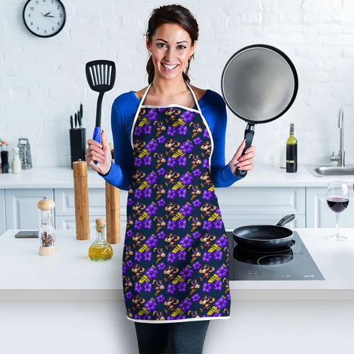 Melbourne Storm Apron Tropical Hibiscus Floral Seamless Rugby Mascot