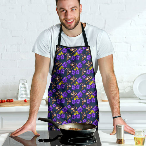 Melbourne Storm Apron Tropical Hibiscus Floral Seamless Rugby Mascot