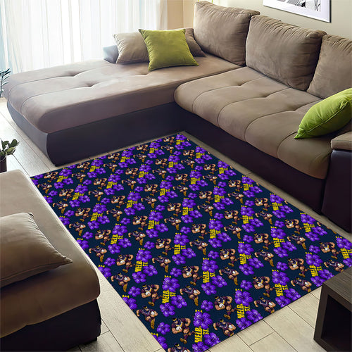 Melbourne Storm Area Rug Tropical Hibiscus Floral Seamless Rugby Mascot
