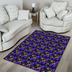Melbourne Storm Area Rug Tropical Hibiscus Floral Seamless Rugby Mascot