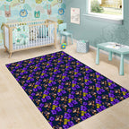 Melbourne Storm Area Rug Tropical Hibiscus Floral Seamless Rugby Mascot