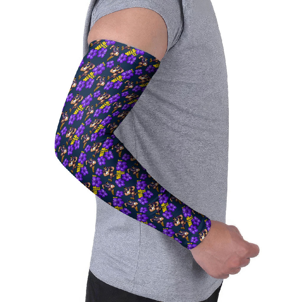 Melbourne Storm Arm Sleeves Tropical Hibiscus Floral Seamless Rugby Mascot