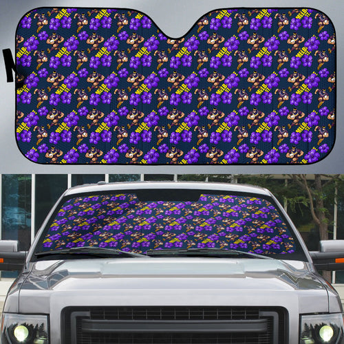 Melbourne Storm Auto Sun Shade Tropical Hibiscus Floral Seamless Rugby Mascot