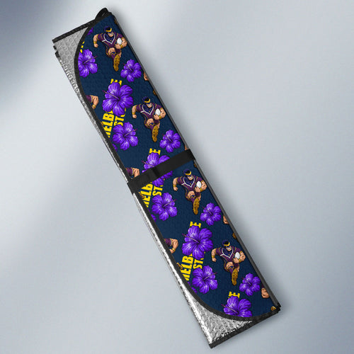 Melbourne Storm Auto Sun Shade Tropical Hibiscus Floral Seamless Rugby Mascot