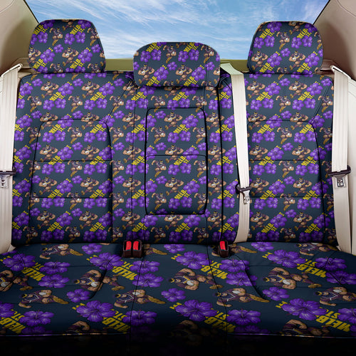Melbourne Storm Back Car Seat Cover Tropical Hibiscus Floral Seamless Rugby Mascot