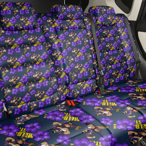 Melbourne Storm Back Car Seat Cover Tropical Hibiscus Floral Seamless Rugby Mascot