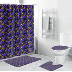 Melbourne Storm Bathroom Set Tropical Hibiscus Floral Seamless Rugby Mascot