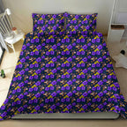 Melbourne Storm Bedding Set Tropical Hibiscus Floral Seamless Rugby Mascot