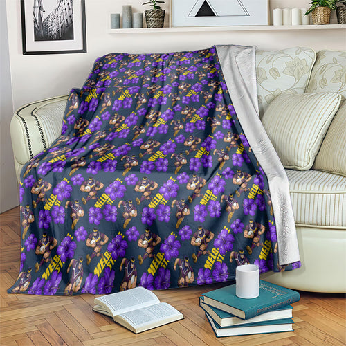 Melbourne Storm Blanket Tropical Hibiscus Floral Seamless Rugby Mascot