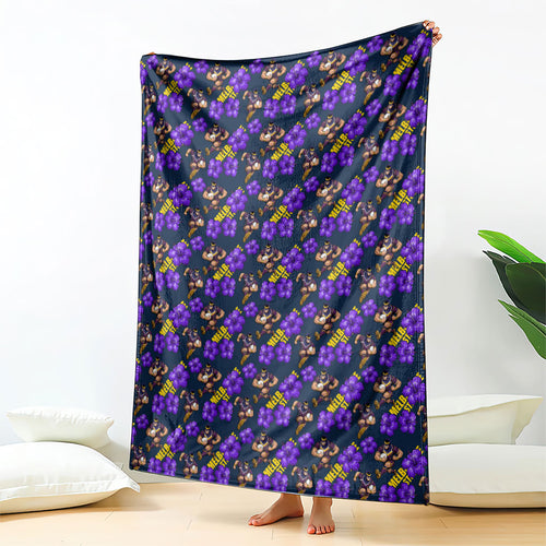Melbourne Storm Blanket Tropical Hibiscus Floral Seamless Rugby Mascot