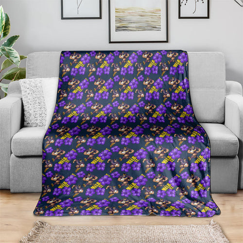 Melbourne Storm Blanket Tropical Hibiscus Floral Seamless Rugby Mascot