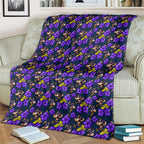 Melbourne Storm Blanket Tropical Hibiscus Floral Seamless Rugby Mascot