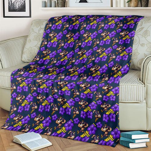 Melbourne Storm Blanket Tropical Hibiscus Floral Seamless Rugby Mascot