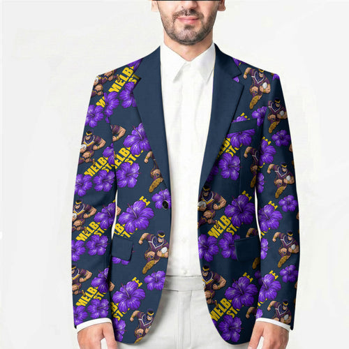Melbourne Storm Blazer Tropical Hibiscus Floral Seamless Rugby Mascot