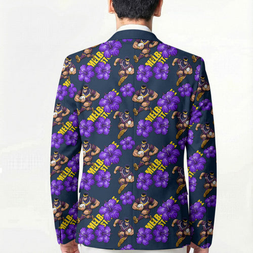 Melbourne Storm Blazer Tropical Hibiscus Floral Seamless Rugby Mascot