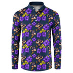 Melbourne Storm Button Sweatshirt Tropical Hibiscus Floral Seamless Rugby Mascot