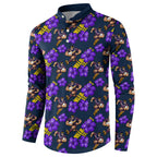 Melbourne Storm Button Sweatshirt Tropical Hibiscus Floral Seamless Rugby Mascot