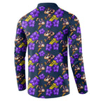 Melbourne Storm Button Sweatshirt Tropical Hibiscus Floral Seamless Rugby Mascot