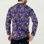 Melbourne Storm Button Sweatshirt Tropical Hibiscus Floral Seamless Rugby Mascot