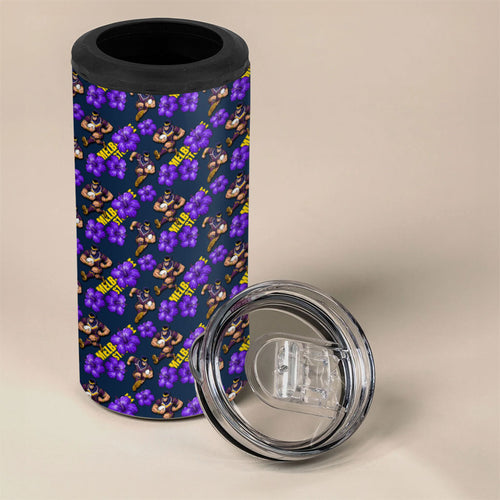 Melbourne Storm 4 in 1 Can Cooler Tumbler Tropical Hibiscus Floral Seamless Rugby Mascot