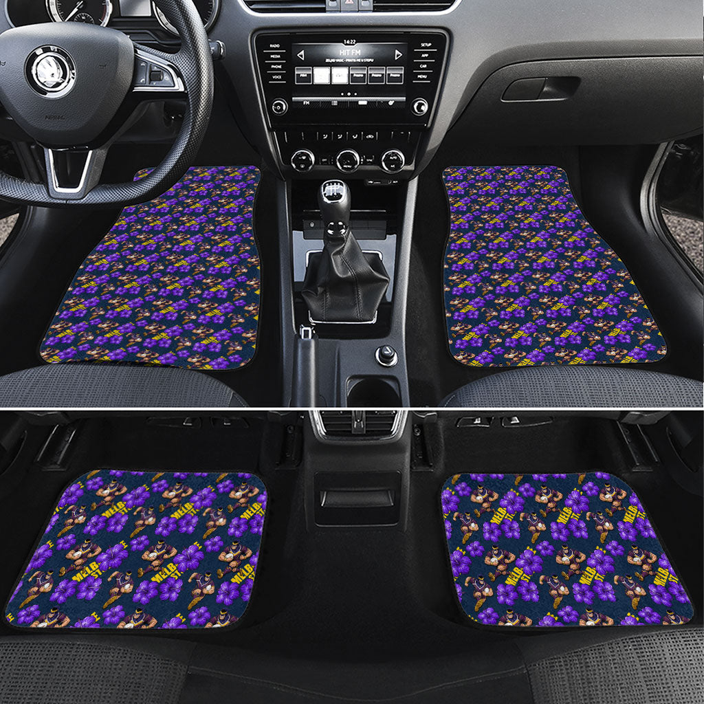 Melbourne Storm Car Mats Tropical Hibiscus Floral Seamless Rugby Mascot